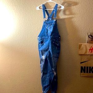 Almost Famous Size 5 Girls Ripped Jean Overalls